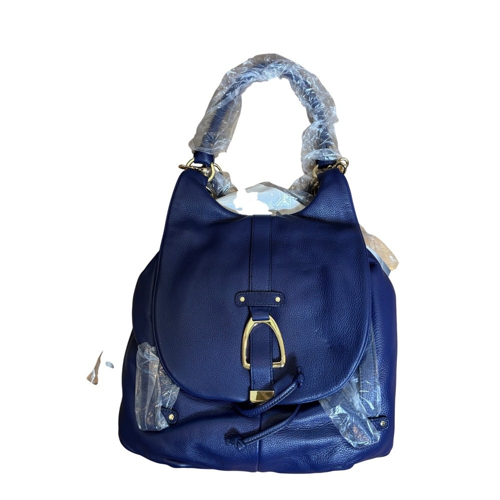 G.I.L.I. Royal Blue Pebbled Leather Convertible Backpack Shoulder Bag Stirrup